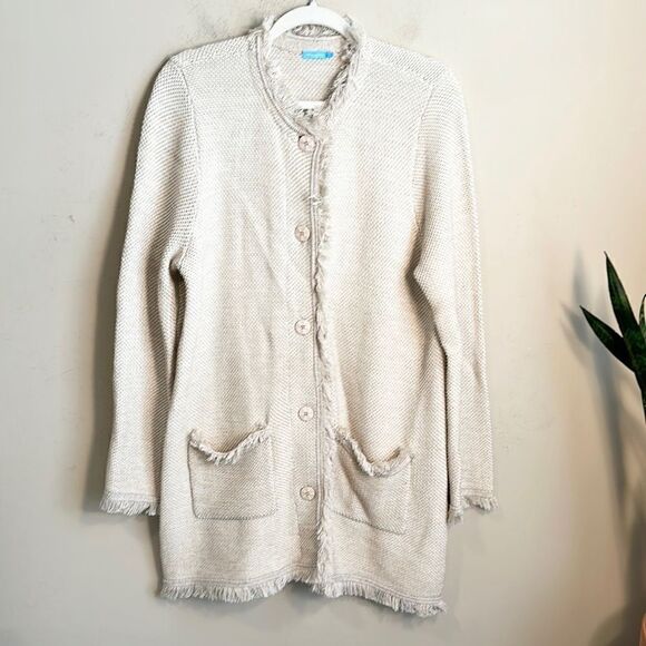 J. McLaughlin Cream Knit Blazer L - Picture 1 of 7